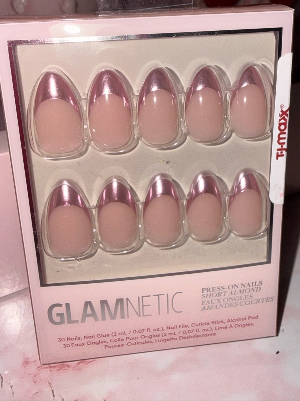 Glamnetic Pink Metallic French Tips Press-On Nails